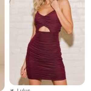 Lulu's Burgundy Ruched Bodycon Dress